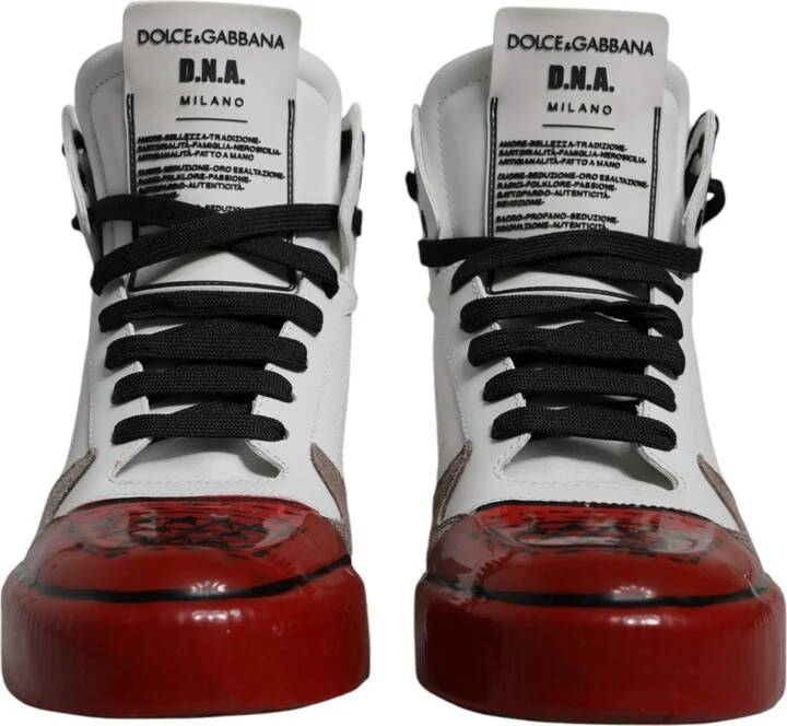 Multicolor Leather High Top Sneakers Men's Shoes - Image 2