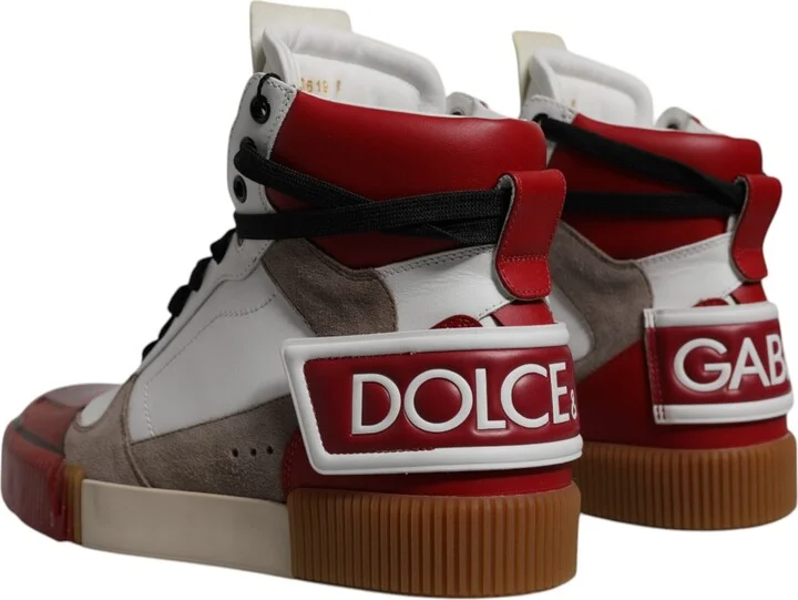 Multicolor Leather High Top Sneakers Men's Shoes - Image 4