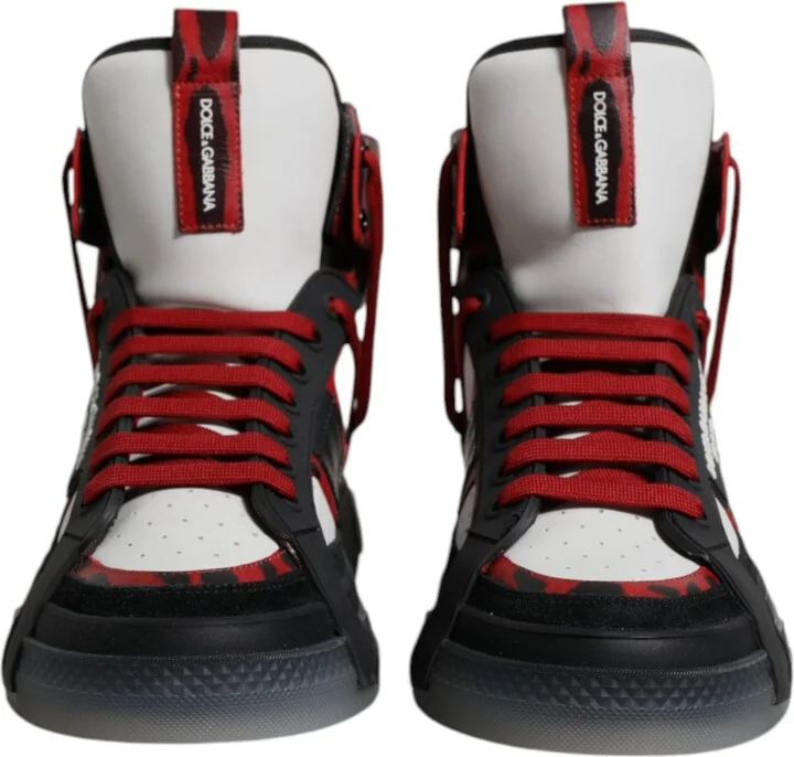 Multicolor Leather High Top Sneakers Men's Shoes - Image 2