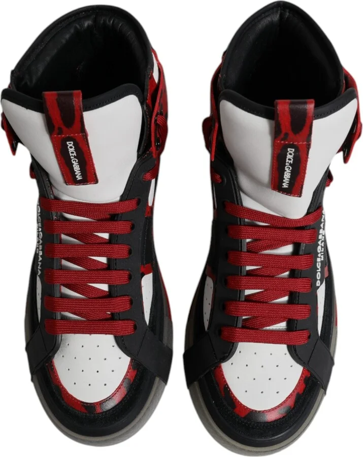 Multicolor Leather High Top Sneakers Men's Shoes - Image 3