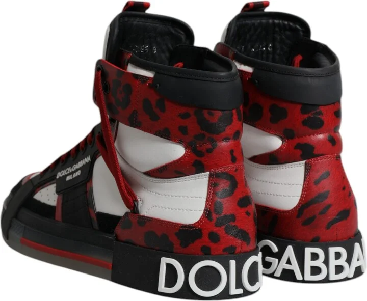 Multicolor Leather High Top Sneakers Men's Shoes - Image 5