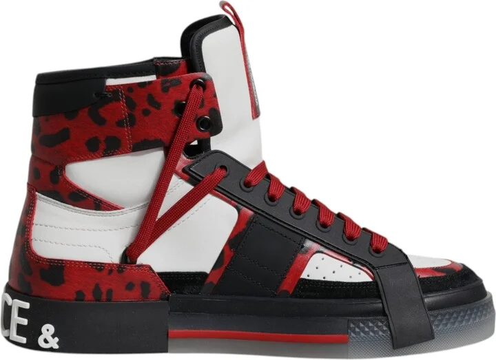 Multicolor Leather High Top Sneakers Men's Shoes