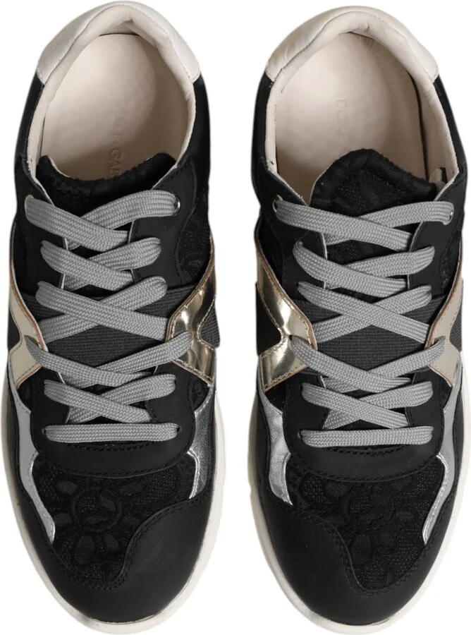 Multicolor Leather Suede Low Top Sneaker Men's Shoes (Pre-Owned) - Image 3
