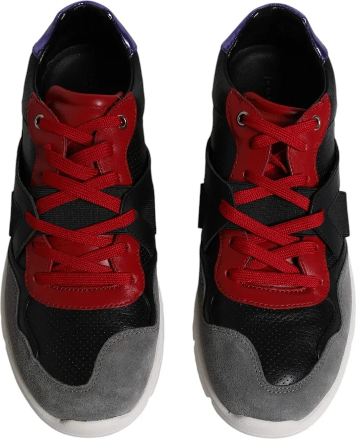 Multicolor Leather Suede Low Top Sneakers Men's Shoes - Image 3