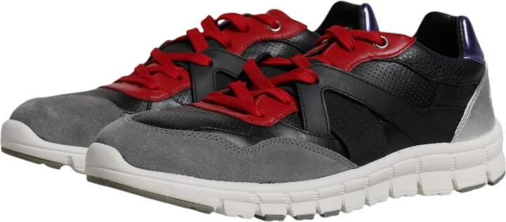 Multicolor Leather Suede Low Top Sneakers Men's Shoes - Image 4