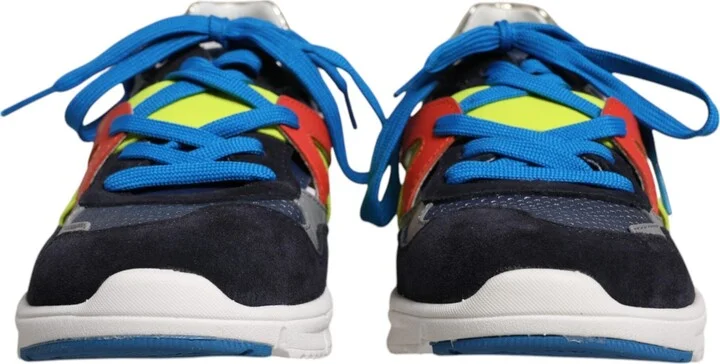 Multicolor Leather Suede Low Top Sneakers Men's Shoes - Image 2