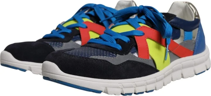 Multicolor Leather Suede Low Top Sneakers Men's Shoes - Image 3