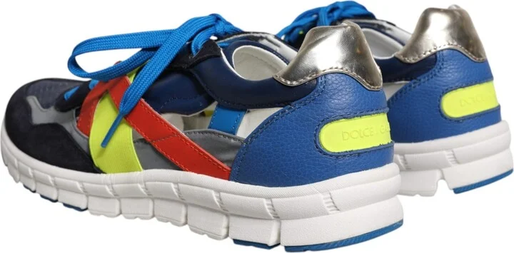 Multicolor Leather Suede Low Top Sneakers Men's Shoes - Image 4