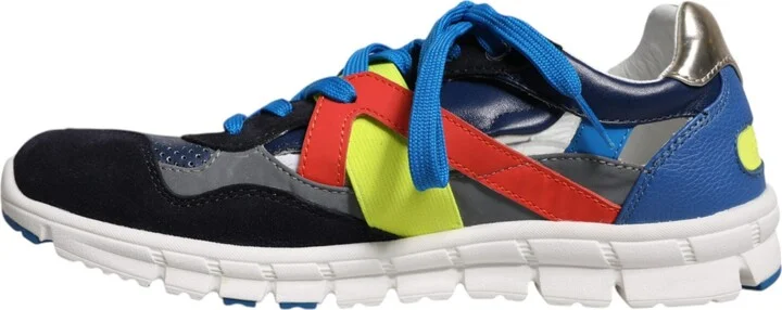 Multicolor Leather Suede Low Top Sneakers Men's Shoes - Image 5