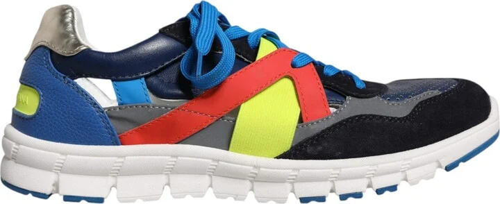 Multicolor Leather Suede Low Top Sneakers Men's Shoes