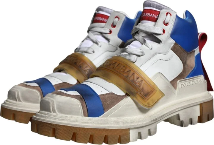 Multicolor Leather Trekking Sneakers Boots Men's Shoes (Pre-Owned) - Image 3
