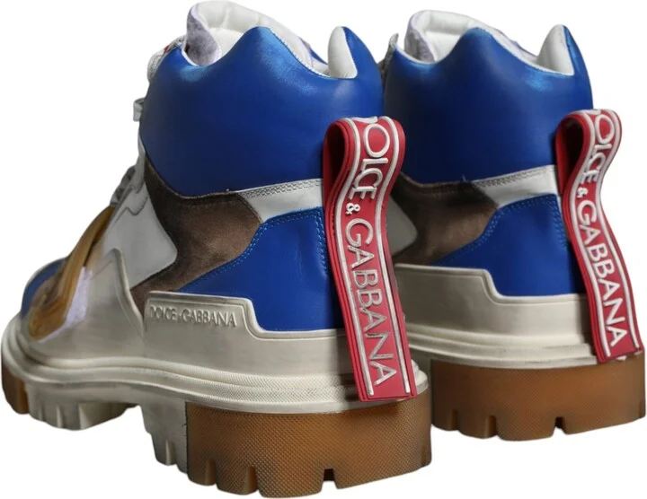 Multicolor Leather Trekking Sneakers Boots Men's Shoes (Pre-Owned) - Image 4