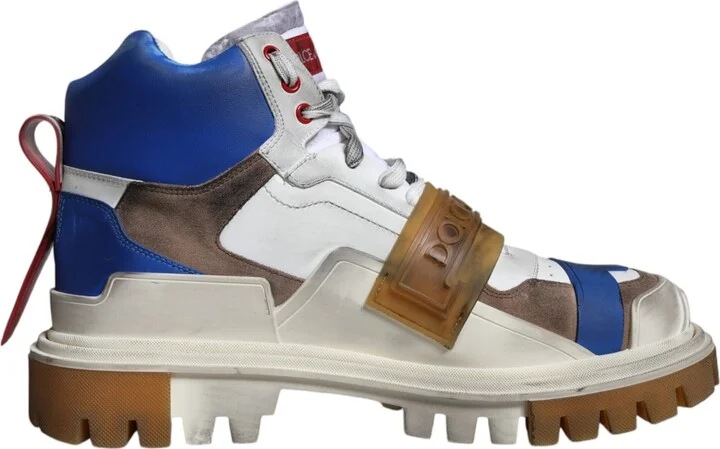 Multicolor Leather Trekking Sneakers Boots Men's Shoes (Pre-Owned)