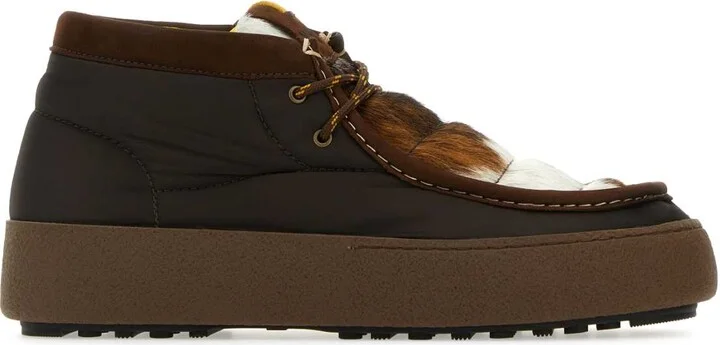 Multicolor Nylon And Leather Mtrack Mid Ankle Boots