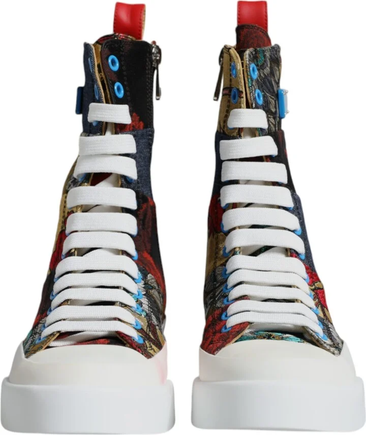 Multicolor Patchwork High Top Sneakers Women's Shoes (Pre-Owned) - Image 2