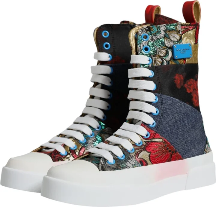 Multicolor Patchwork High Top Sneakers Women's Shoes (Pre-Owned) - Image 4