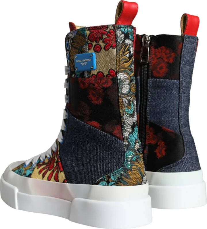 Multicolor Patchwork Logo High Top Sneakers Women's Shoes (Pre-Owned) - Image 4