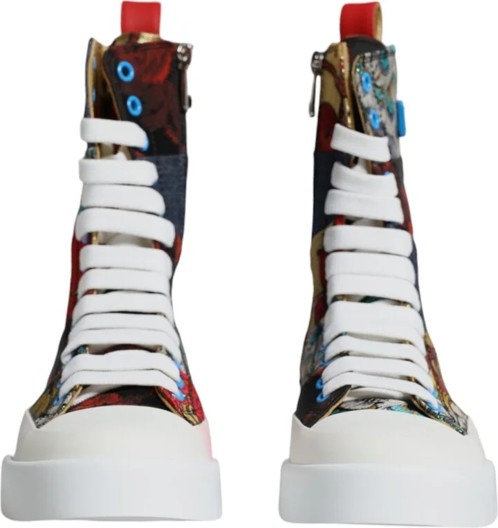 Multicolor Patchwork Logo High Top Sneakers Women's Shoes (Pre-Owned) - Image 2