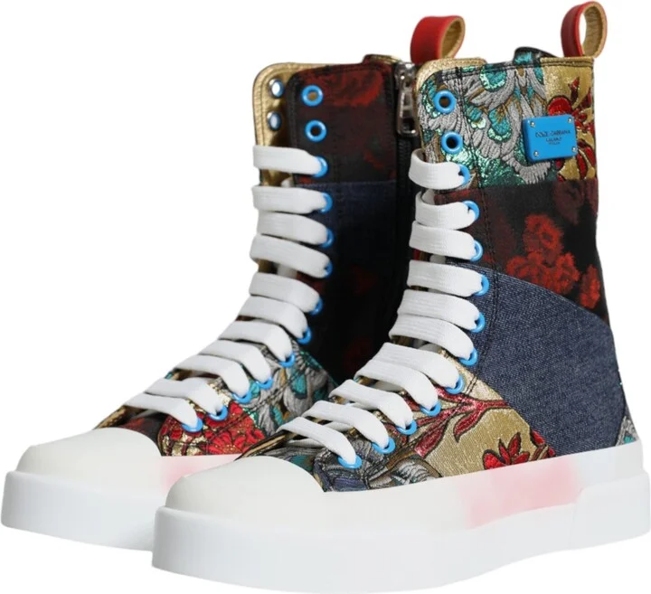 Multicolor Patchwork Logo High Top Sneakers Women's Shoes (Pre-Owned) - Image 4