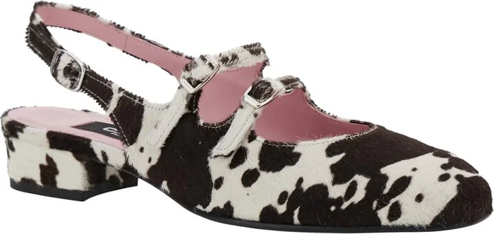 Multicolor 'peche' Slingback Ballet Shoes With Buckle Strap Closure And Cow Print In Leather Woman - Image 2