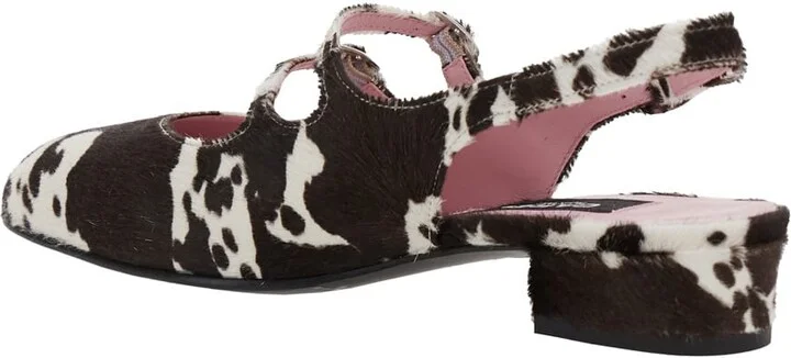 Multicolor 'peche' Slingback Ballet Shoes With Buckle Strap Closure And Cow Print In Leather Woman - Image 3