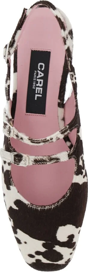 Multicolor 'peche' Slingback Ballet Shoes With Buckle Strap Closure And Cow Print In Leather Woman - Image 4