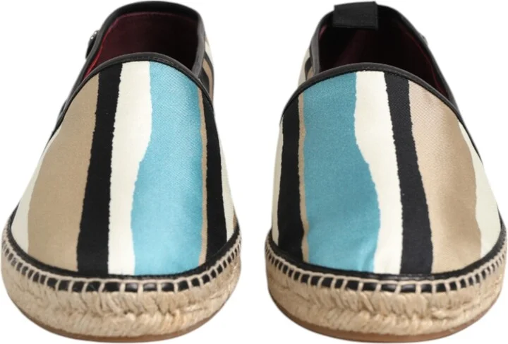 Multicolor Stripes Canvas Flat Espadrille Men's Shoes - Image 2
