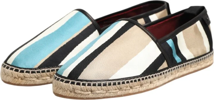 Multicolor Stripes Canvas Flat Espadrille Men's Shoes - Image 4