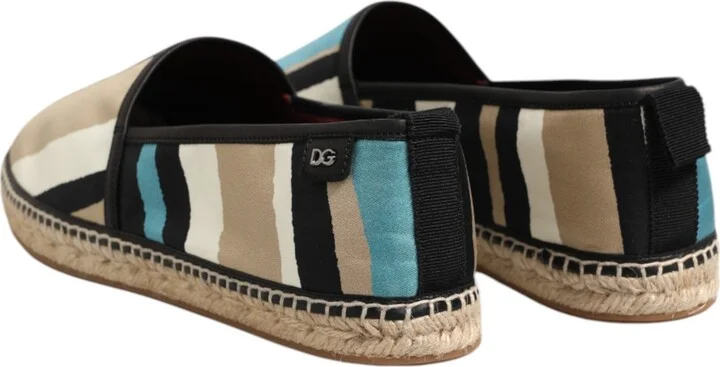 Multicolor Stripes Canvas Flat Espadrille Men's Shoes - Image 5