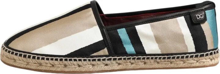 Multicolor Stripes Canvas Flat Espadrille Men's Shoes - Image 6