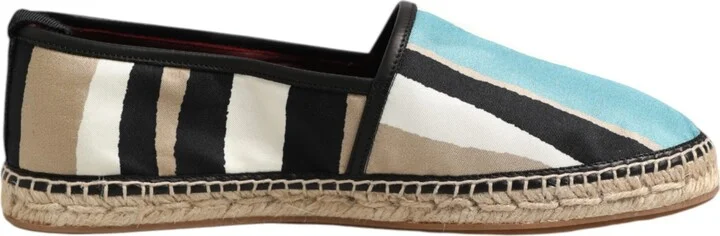 Multicolor Stripes Canvas Flat Espadrille Men's Shoes
