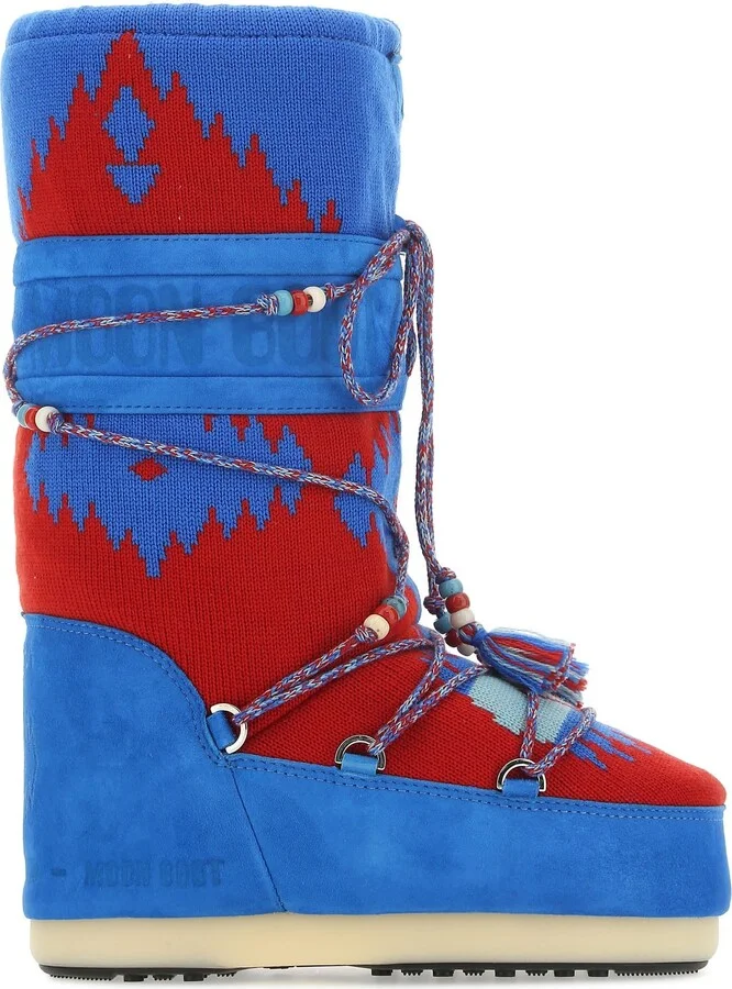 Multicolor suede and fabric boots