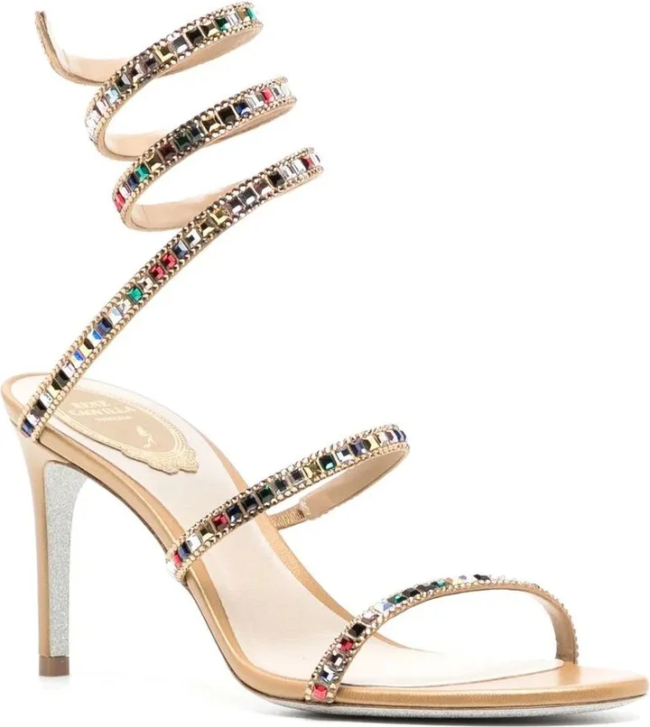 Multicoloured Crystal Strappy Sandals - Image 2