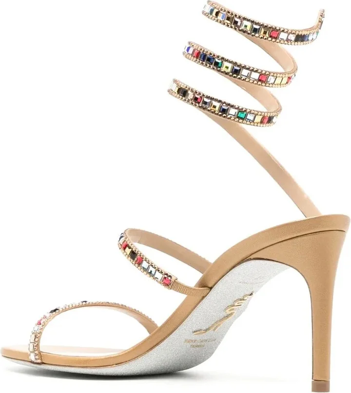 Multicoloured Crystal Strappy Sandals - Image 3