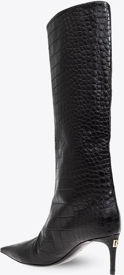 Mun 105 Croc-Embossed Leather Knee-High Boots - Image 2