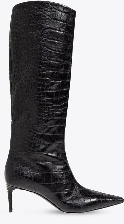 Mun 105 Croc-Embossed Leather Knee-High Boots