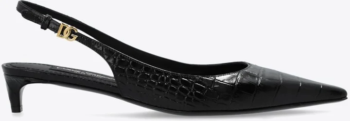 Mun 30 Slingback Pumps in Croc-Embossed Leather