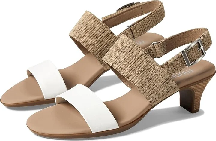 Munro Livia Women's Sandals Tan/White : 6 W (D), Leather