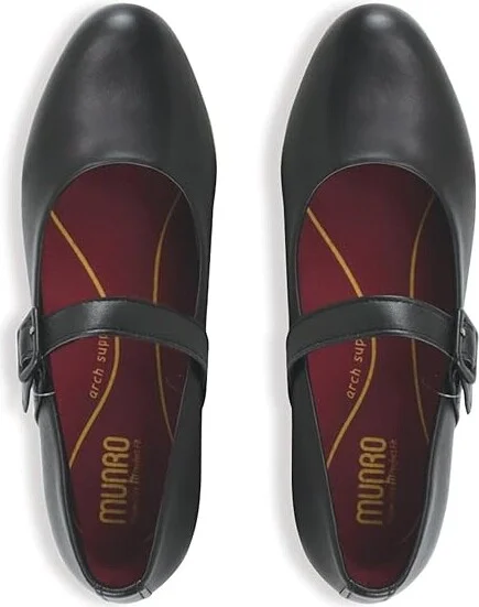 Munro Mj Women's Flat Shoes Black Leather : 6 W (D), Leather/Rubber - Image 2