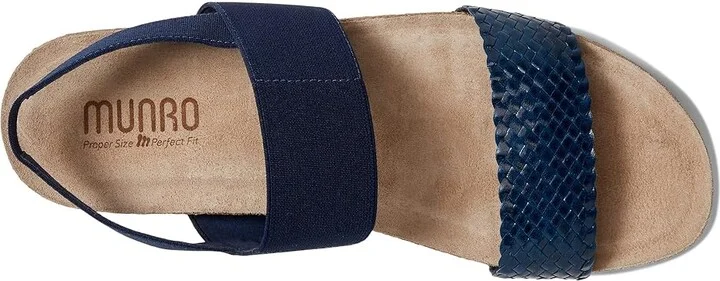 Munro Pisces Women's Sandals Navy : 6 WW (EE), Leather/Textile - Image 2