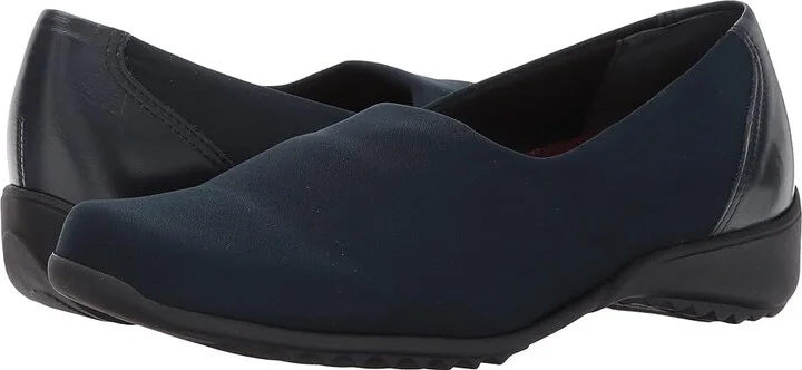 Munro Traveler Women's Slip on Shoes Navy Stretch Fabric : 5 W (D), Leather/Textile
