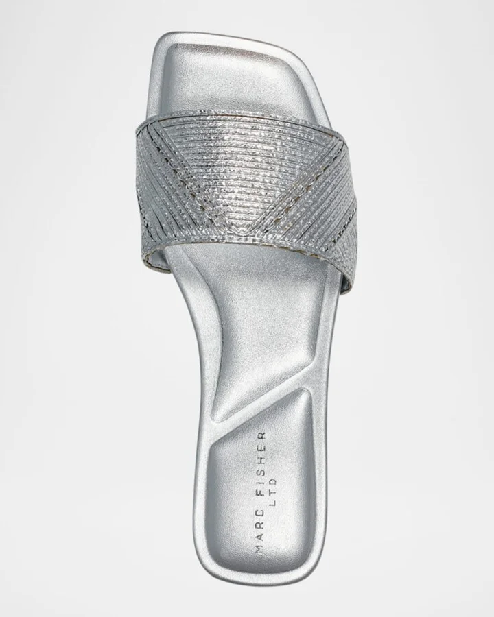 Murphy Metallic Woven Flat Slide Sandals - Image 2