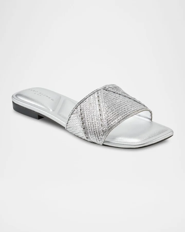 Murphy Metallic Woven Flat Slide Sandals - Image 4