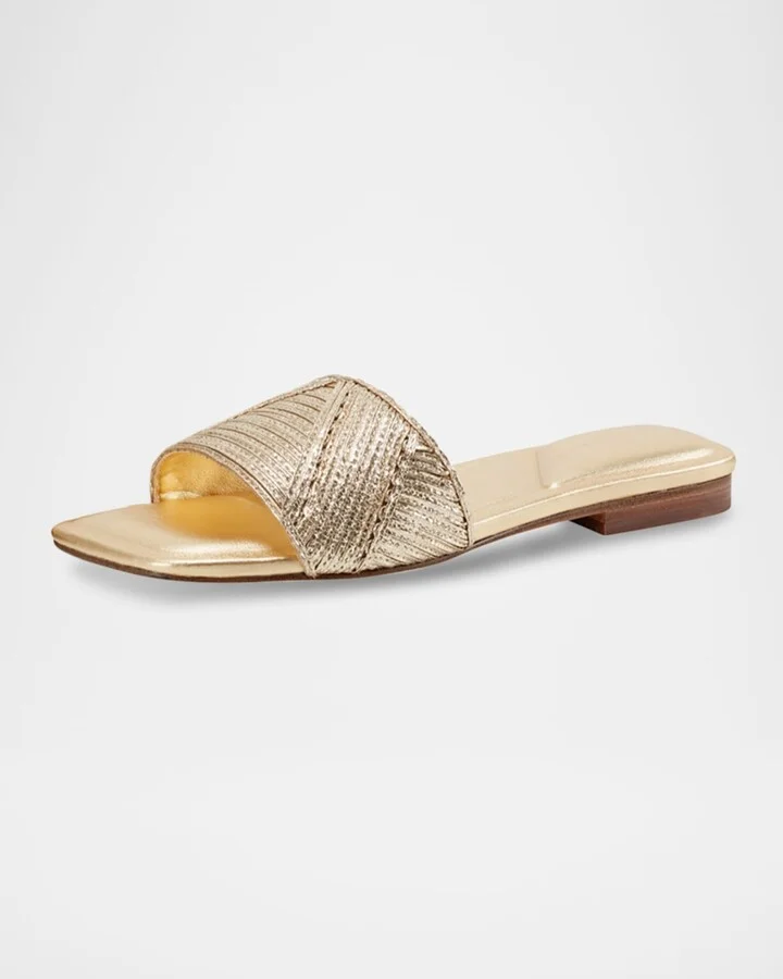Murphy Metallic Woven Flat Slide Sandals - Image 10