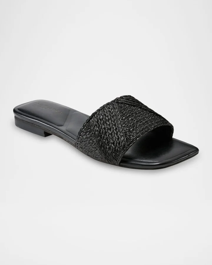 Murphy Woven Leather Flat Slide Sandals - Image 2