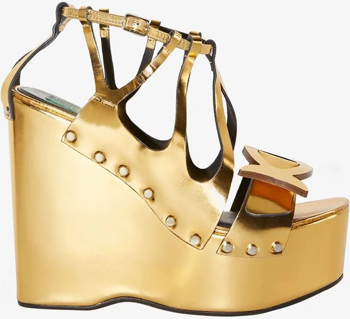Musa 140 Wedge Sandals in Metallic Leather