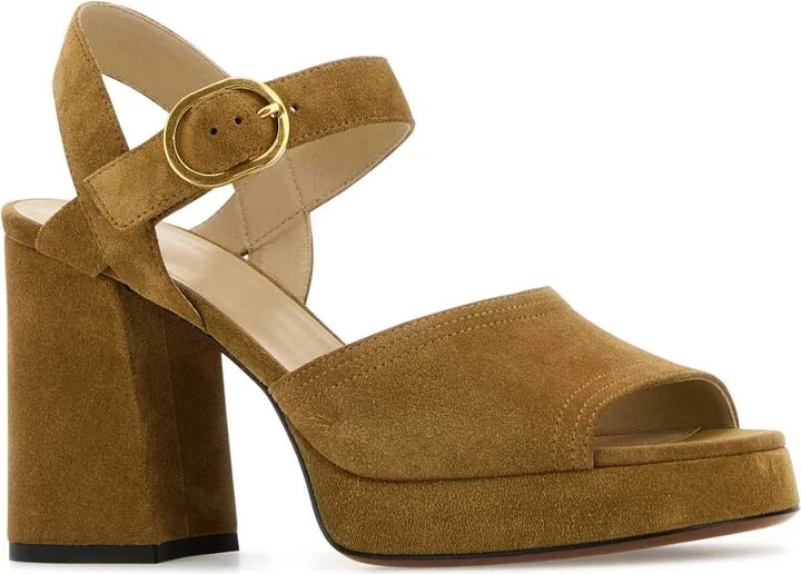 Mustard Suede Vlogo Signature Sandals - Image 2