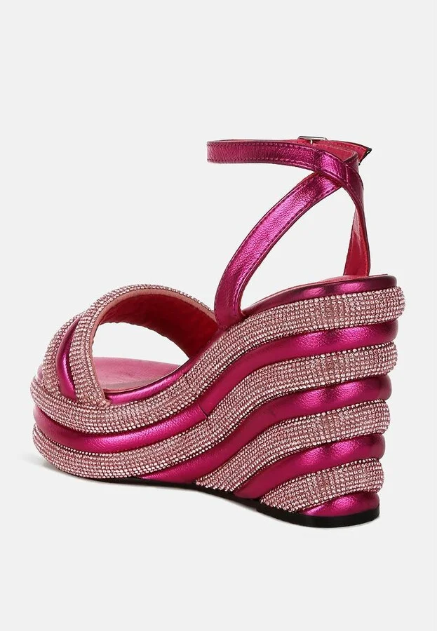 My Bliss Rhinestone Studded Wedge Sandals - Image 2