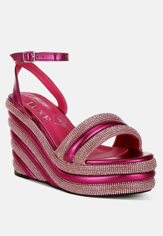 My Bliss Rhinestone Studded Wedge Sandals - Image 3