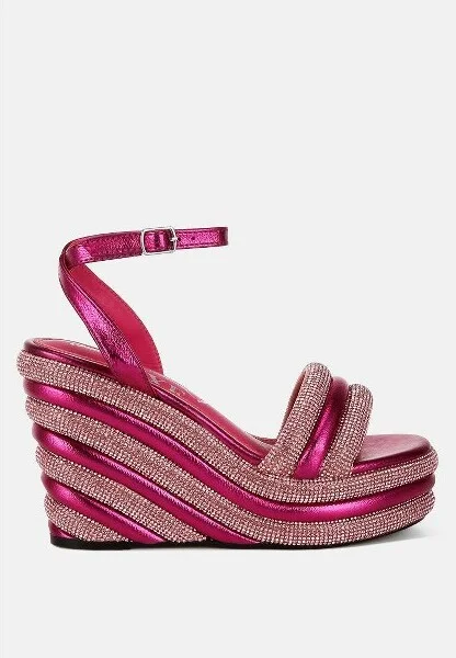 My Bliss Rhinestone Studded Wedge Sandals Women